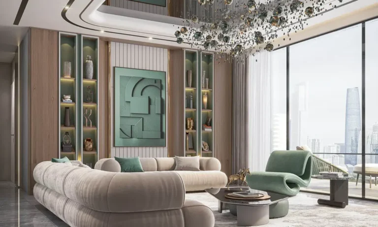 Elegant marble and granite stones used in modern high-end apartment interiors for a sophisticated and timeless look.