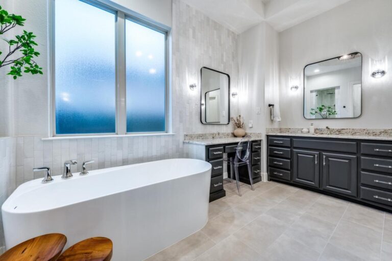 Granite bathroom countertop design recommended by Frisco interior designers