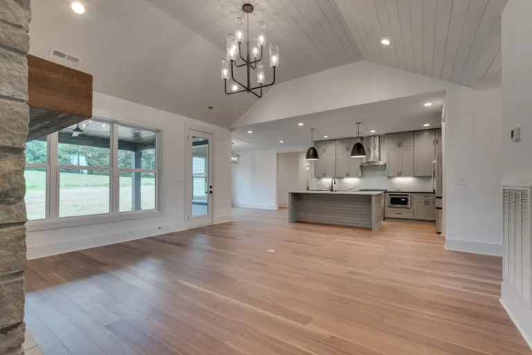 Engineered wood flooring installed in a modern home in Plano, Texas with natural lighting and cozy interiors.