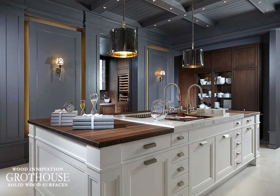 Wooden cabinets and stone countertops beautifully paired in a modern Frisco Texas kitchen