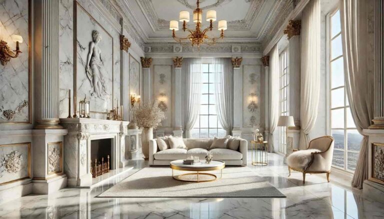 White marble used in modern architectural work in Frisco, Texas showcasing elegance and durability