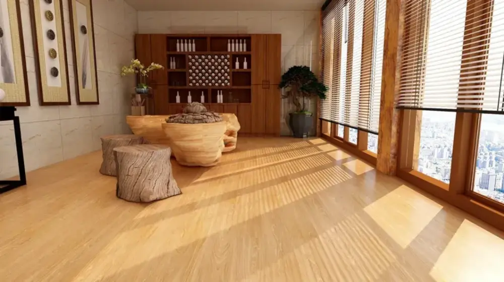 Elegant hardwood SPC flooring in a Frisco, TX living room