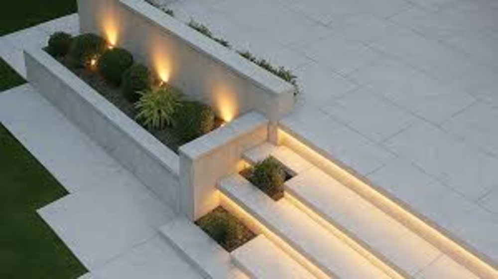 Elegant outdoor patio with marble flooring in Frisco, Texas
