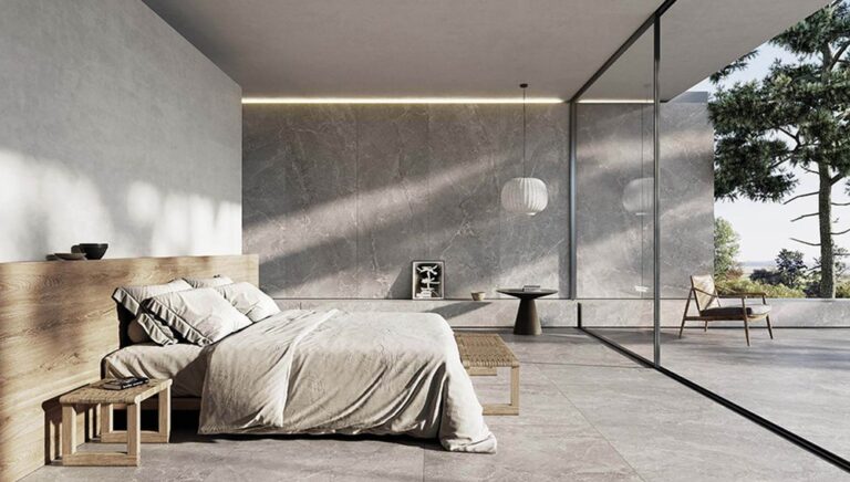 Modern porcelain tile wall design in a Frisco, Texas home interior