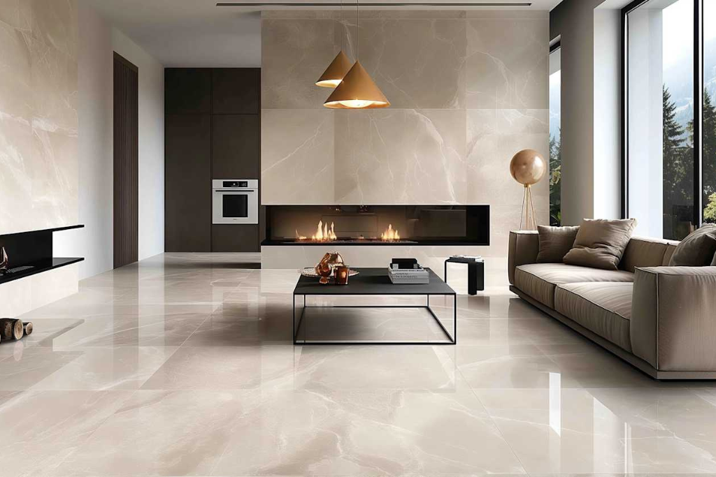 Porcelain tile flooring installation in Frisco TX home showcasing durable, moisture-resistant, builder-grade flooring solution