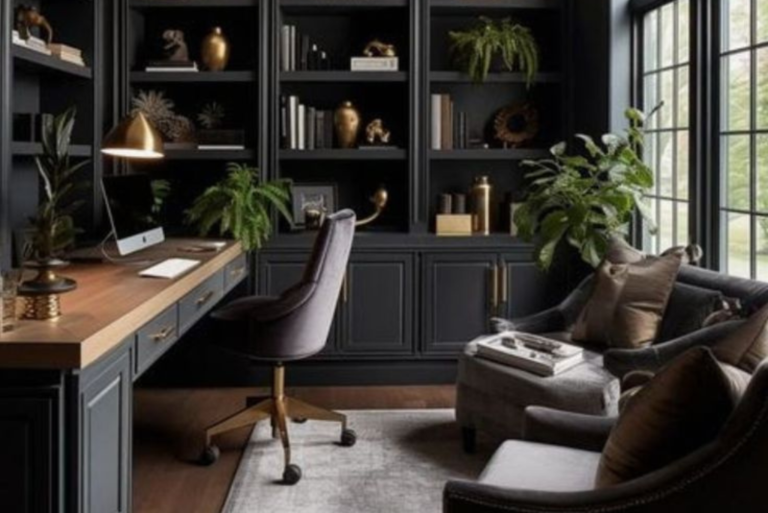 Custom office cabinets in Frisco TX with modern design and built-in storage solutions for workspace organization