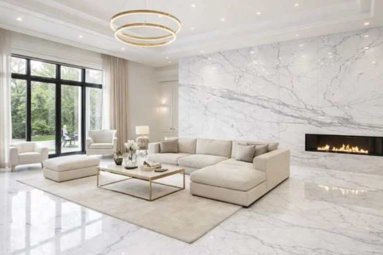 Luxury Italian marble installation in Frisco TX featuring Carrara and Calacatta marble used for premium flooring and countertops.