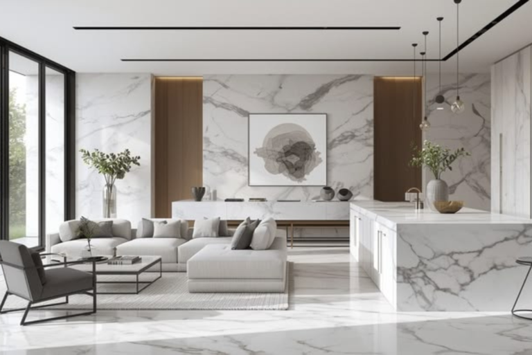 Modern marble countertops in Frisco TX kitchen with luxury finish